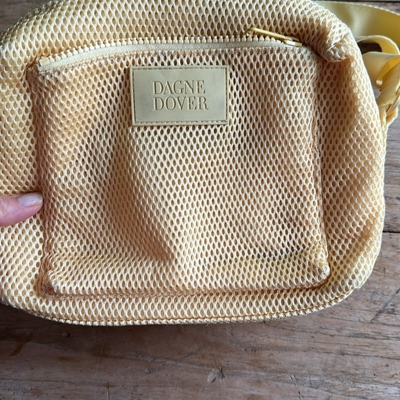 Dagne Dover Yellow Air Mesh Minimalist Crossbody Bag with Dust Bag - Picture 6 of 17